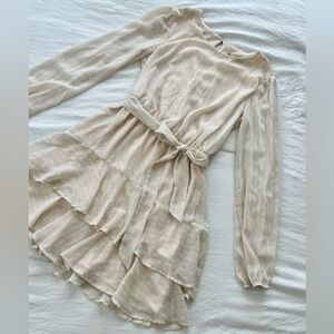 Elegant Cream Long Sleeve Dress